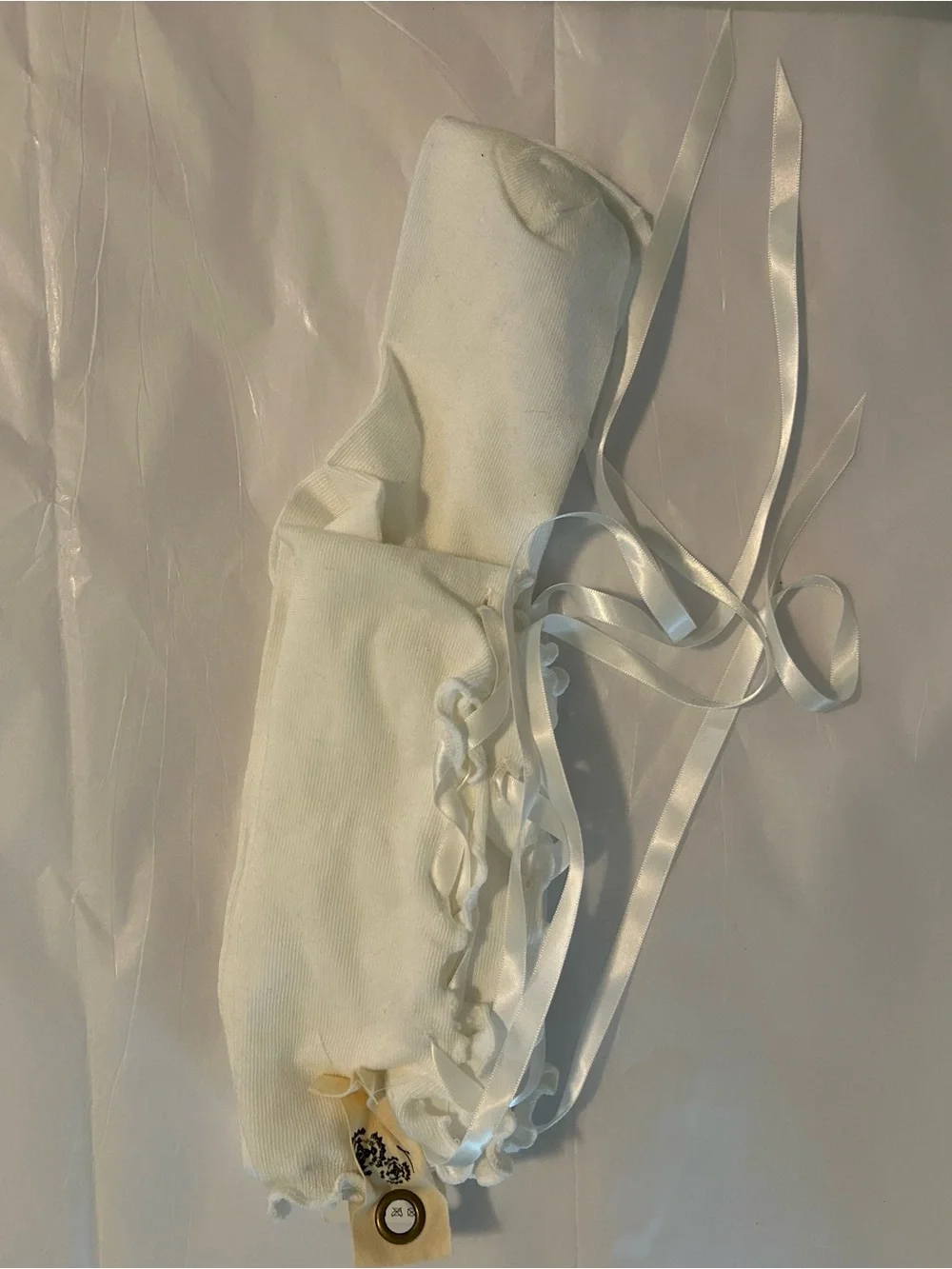 Free People White Corset Lace-Up Knit Top with Satin Ties